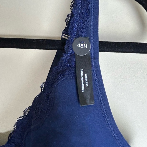 NWT ti Voglio Wireless Dark Blue Bra Sz 48H Cotton - Picture 2 of 5
